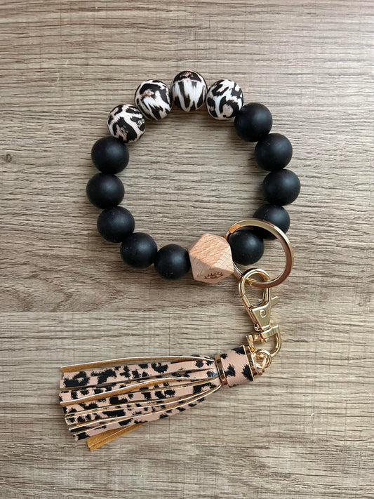 Beaded Wristlet Keychain - Cheetah/Leopard