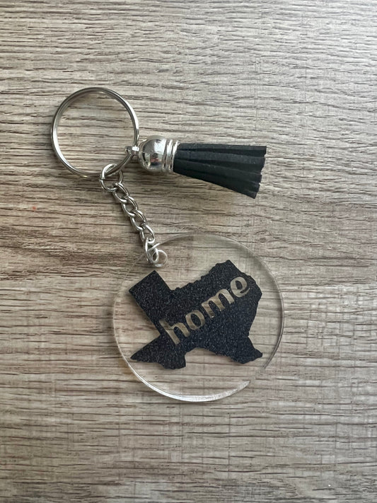"Home" Texas Silhouette Keychain