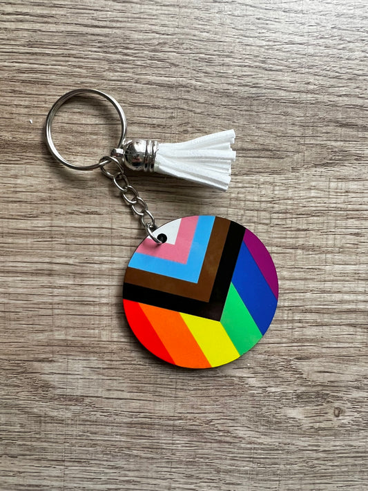 LGBTQIA+ Progress Rainbow Flag Keychain