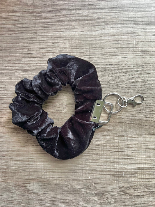 Pocket Scrunchie Wristlet Keychain - Black Velvet