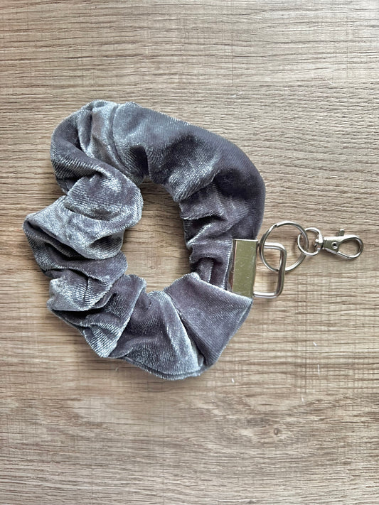 Pocket Scrunchie Wristlet Keychain - Gray Velvet
