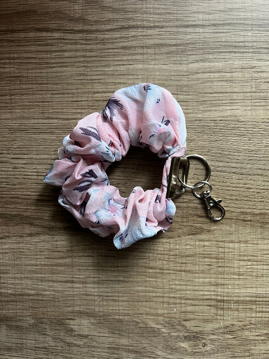 Pocket Scrunchie Wristlet Keychain - Pink Floral