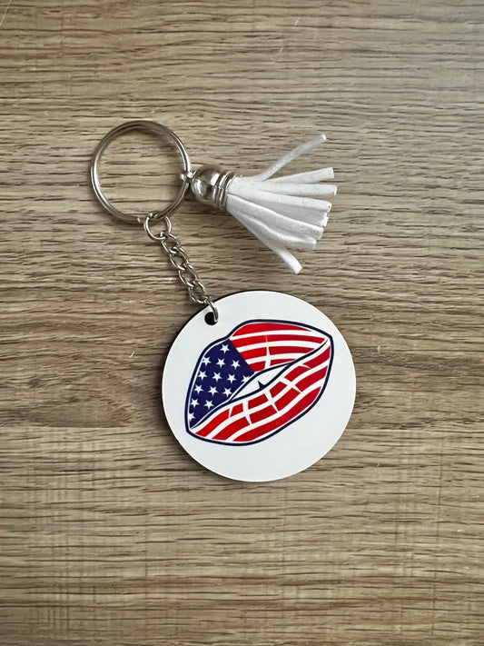 American Flag Lips Keychain