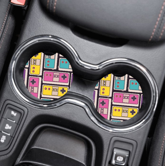 Car Cup Holder Coasters - Retro Video Game Controller
