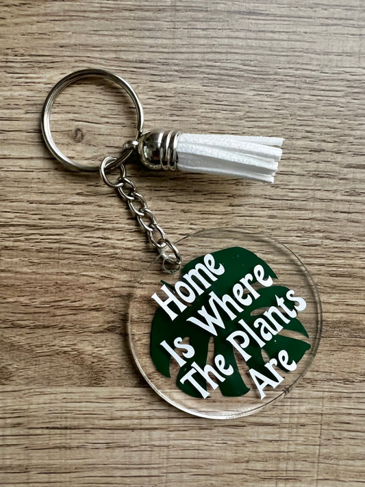 "Home is Where the Plants Are" Monstera Leaf Keychain