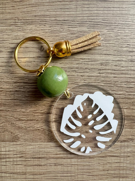 Monstera Leaf Beaded Keychain
