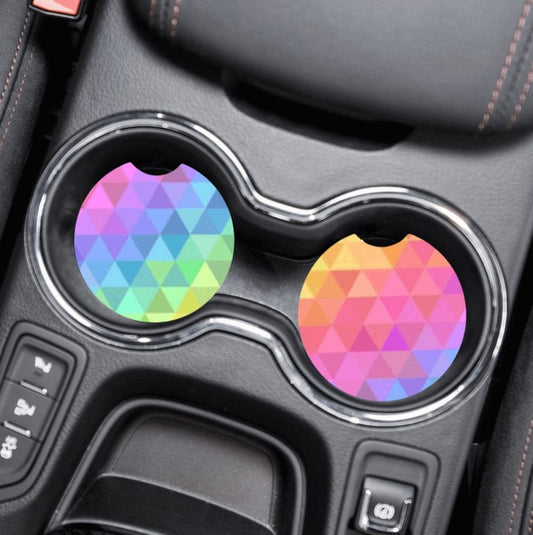 Car Cup Holder Coasters - Geometric, Rainbow, Pride